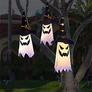 Glowing Witch Hat – LED Halloween Decoration for Outdoor Use with Flashing Modes