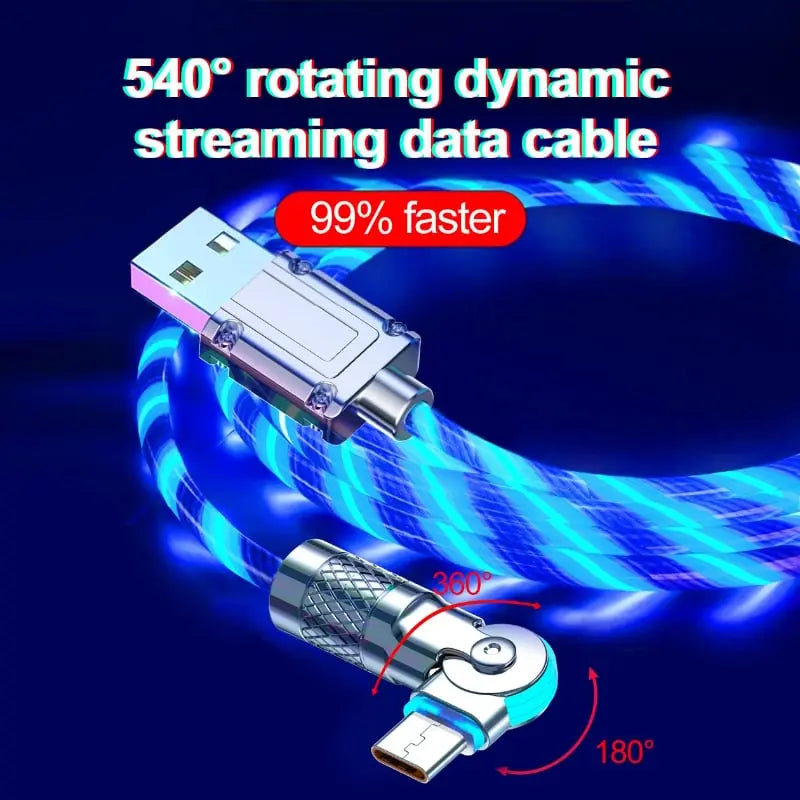 Illuminated 540° Redatable data cable – High quality & fast charging