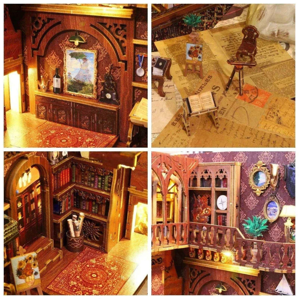 Library of Books DIY Book Nook Kit with Music Box