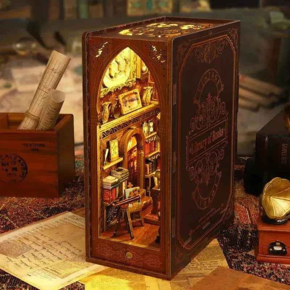 Library of Books DIY Book Nook Kit with Music Box