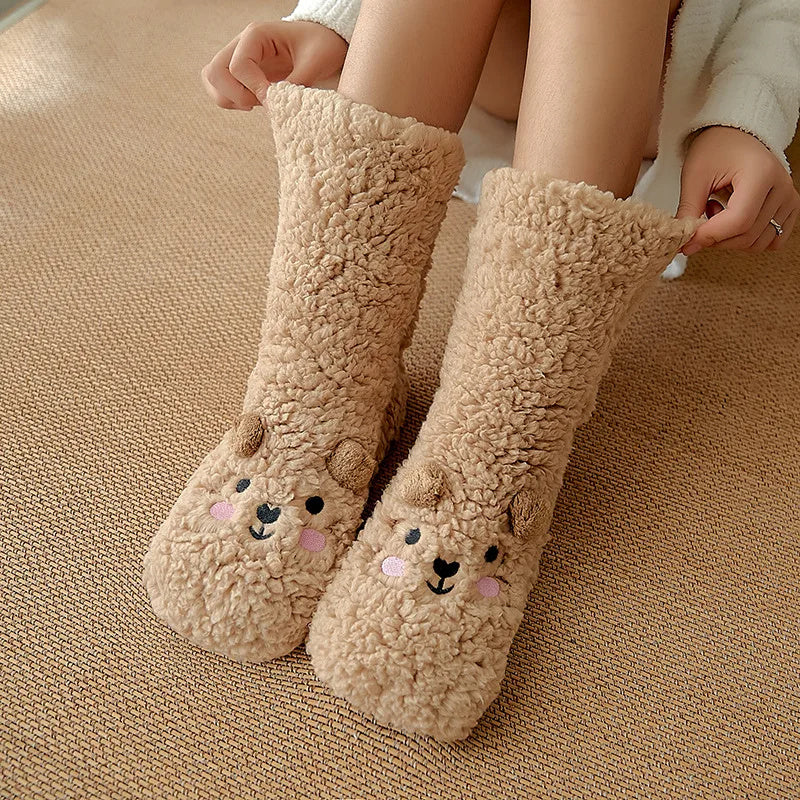 Warm, fluffy bear socks