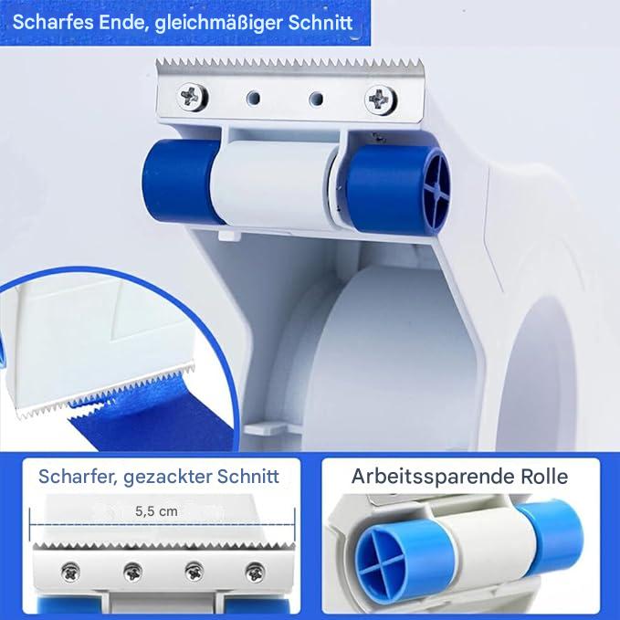 Paint Tape Applicator For Clean Paint Edges With Cutter And Rollers