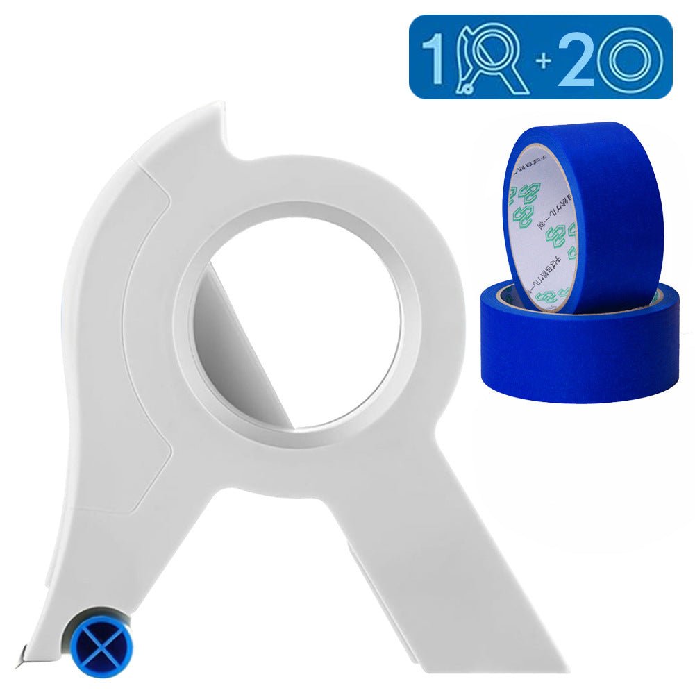 Paint Tape Applicator For Clean Paint Edges With Cutter And Rollers