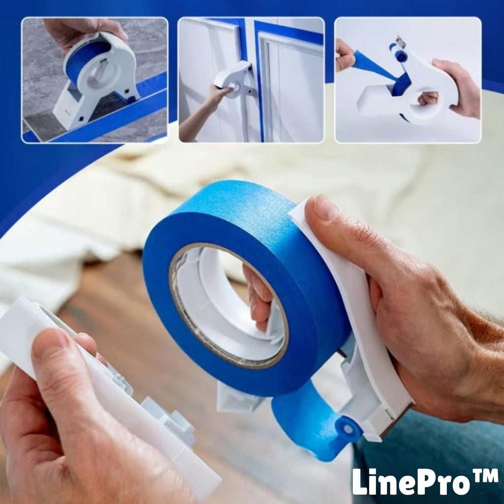 Paint Tape Applicator For Clean Paint Edges With Cutter And Rollers