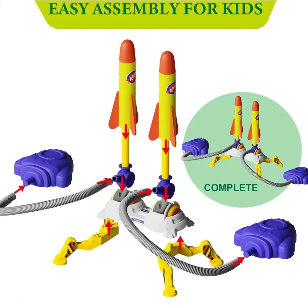 Air-operated double rocket launcher for children