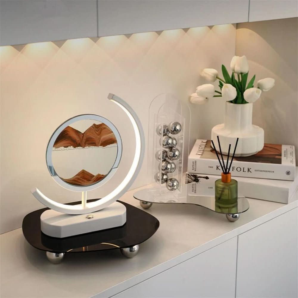 3D LED Sand Art Table Lamp with USB Charging for Relaxing Ambiance