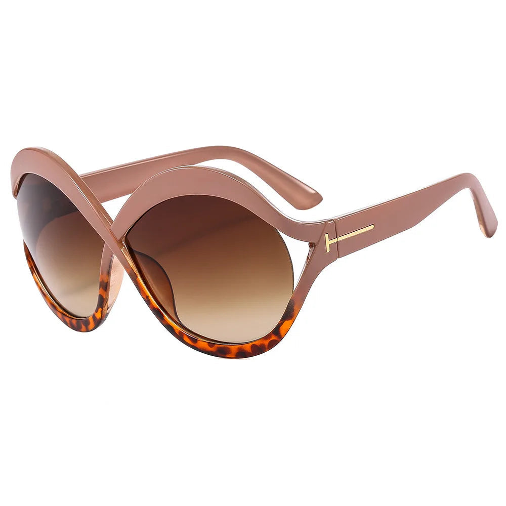 Oversized Sunglasses with UV400 Protection - Round Shape, Trendy and Lightweight