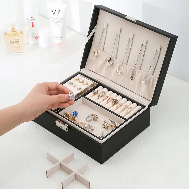 Jewelry box made of wood with PU leather surface