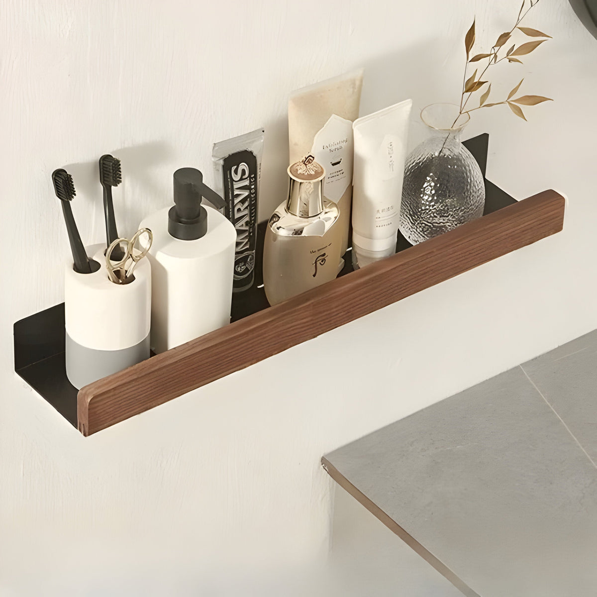 LuxeWood | Wooden Bathroom Organization Rack