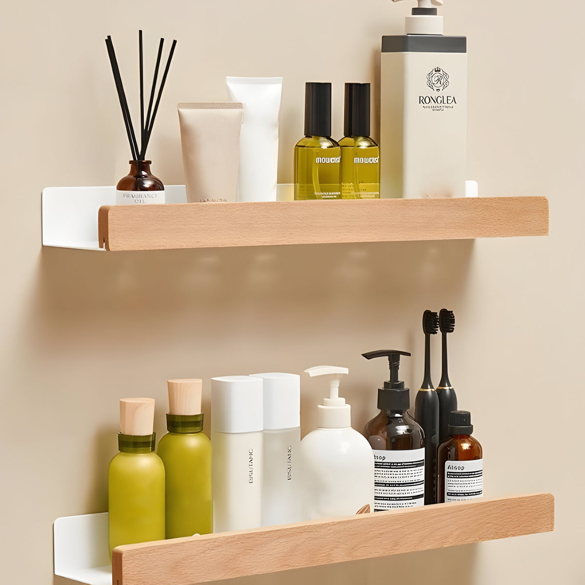 LuxeWood | Wooden Bathroom Organization Rack