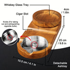 CigarOak Ashtray with Whiskey Holder – Luxury Wooden Bowl for Cigar Enthusiasts