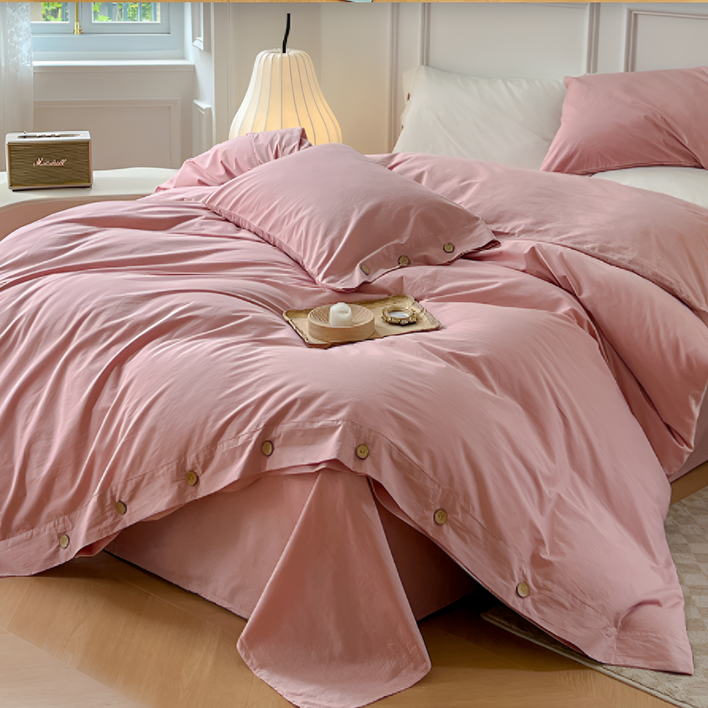 Breathable Cotton Bedding Set with Two Pillowcases