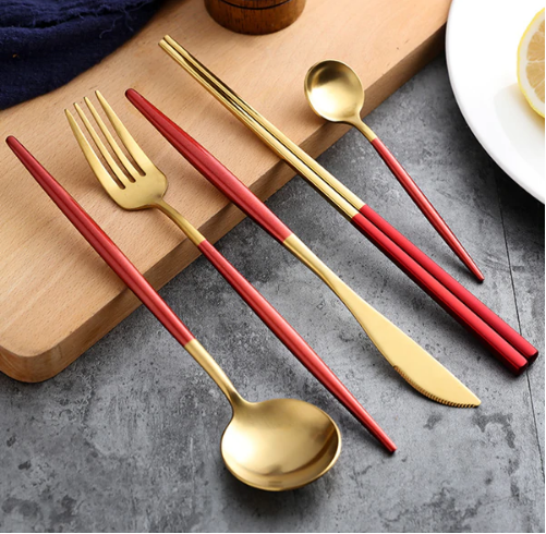 Luxurious Cutlery Set Gold-Silver | 24-piece Stainless Steel Cutlery