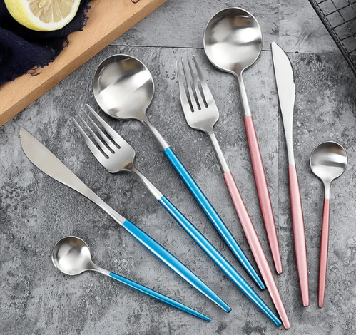 Luxurious Cutlery Set Gold-Silver | 24-piece Stainless Steel Cutlery