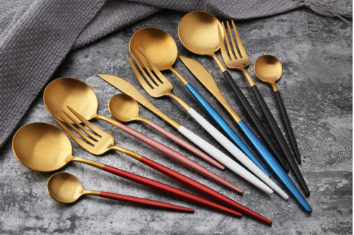 Luxurious Cutlery Set Gold-Silver | 24-piece Stainless Steel Cutlery