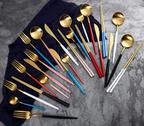 Luxurious Cutlery Set Gold-Silver | 24-piece Stainless Steel Cutlery