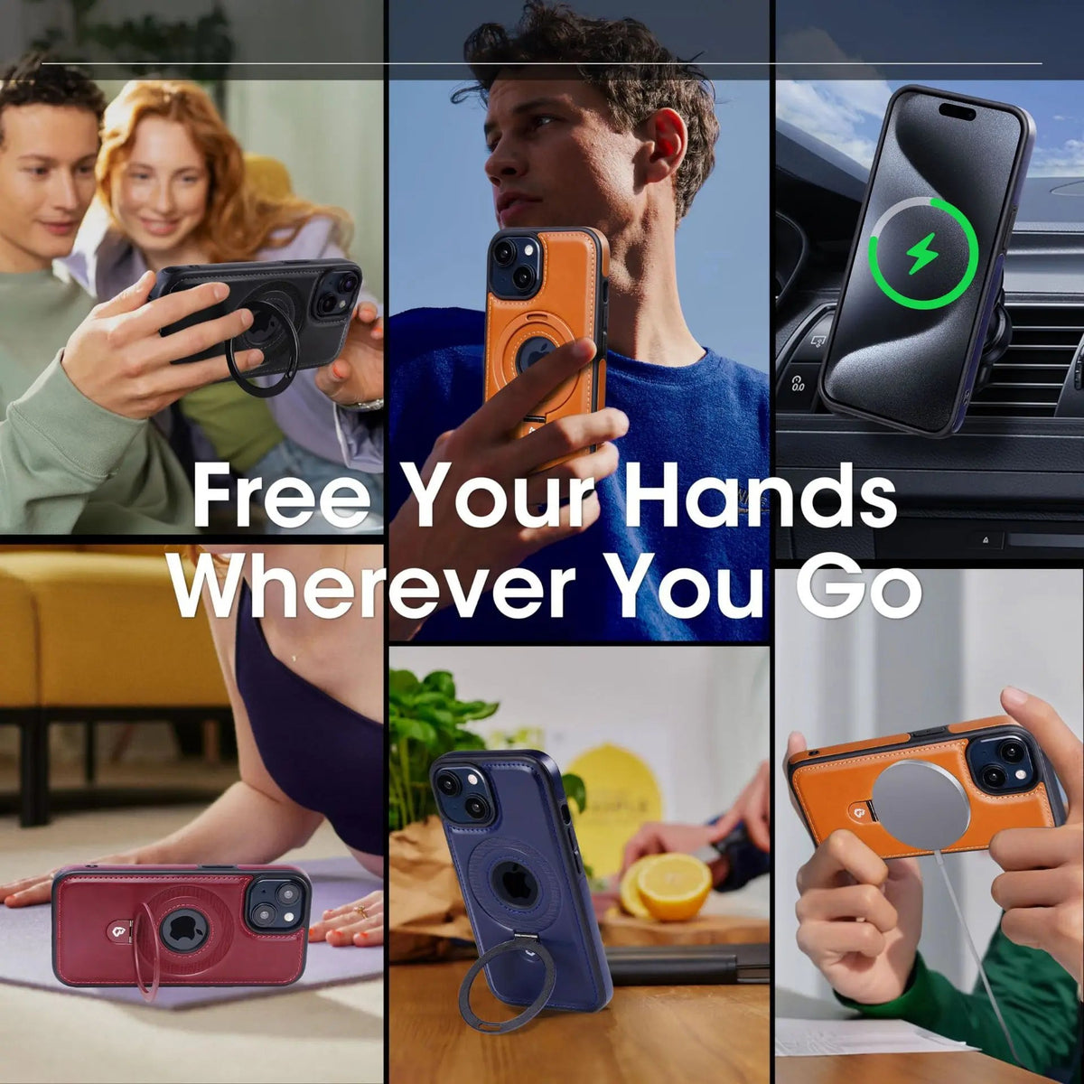 Magnetic iPhone case with invisible ring holder