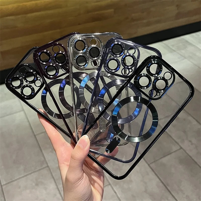 Plating Clear Soft Magnetic Case for iPhone