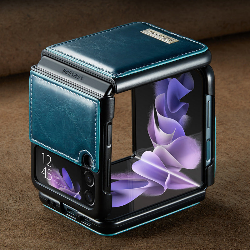 Luxurious Genuine Leather Flip Case for Samsung Z Flip3 5G