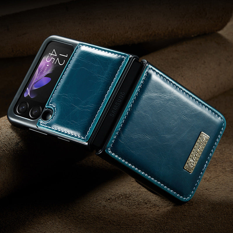 Luxurious Genuine Leather Flip Case for Samsung Z Flip3 5G