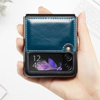 Luxurious Genuine Leather Flip Case for Samsung Z Flip3 5G