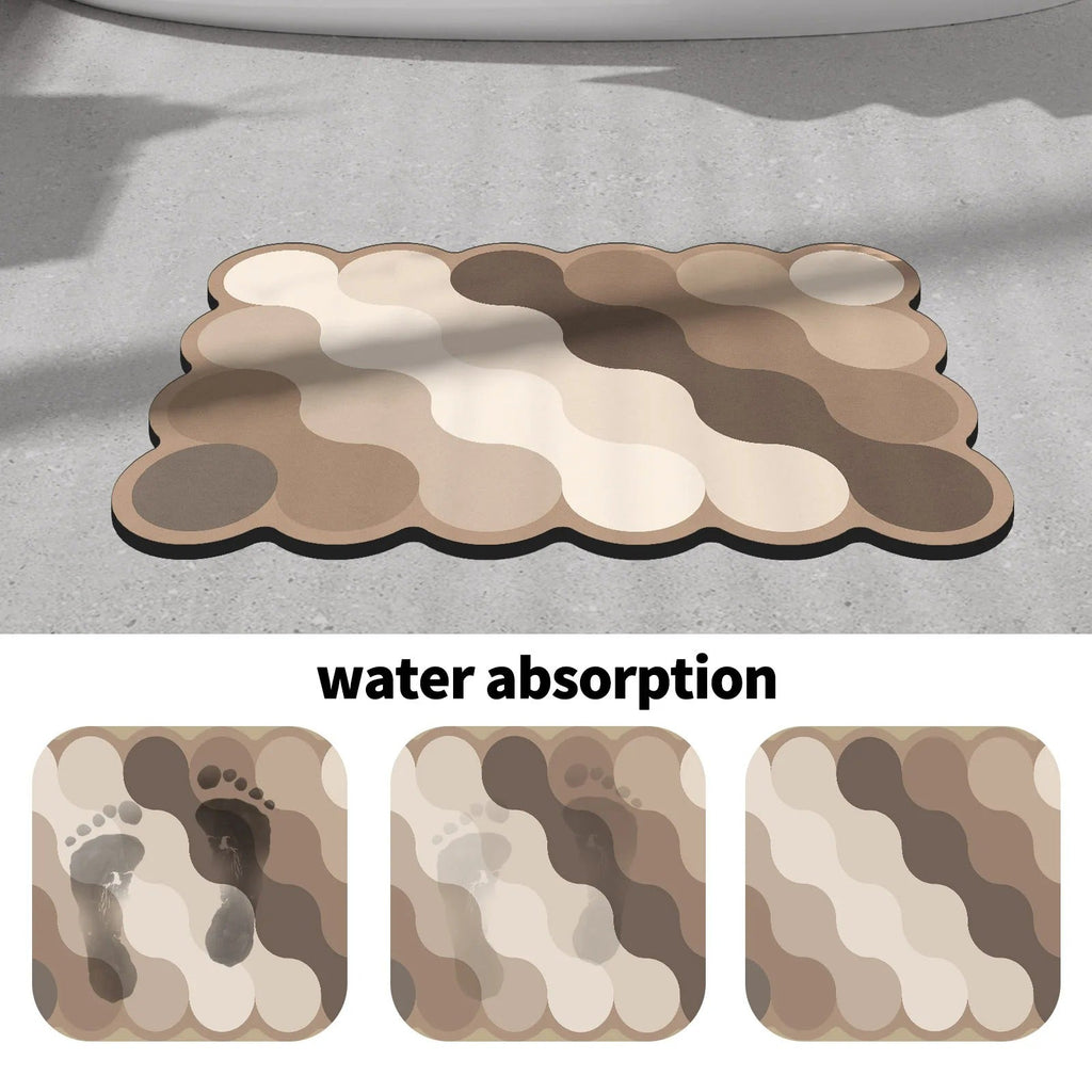 Luxury Diatomite Bathroom Mat Beige | Non-Slip Shower Mat