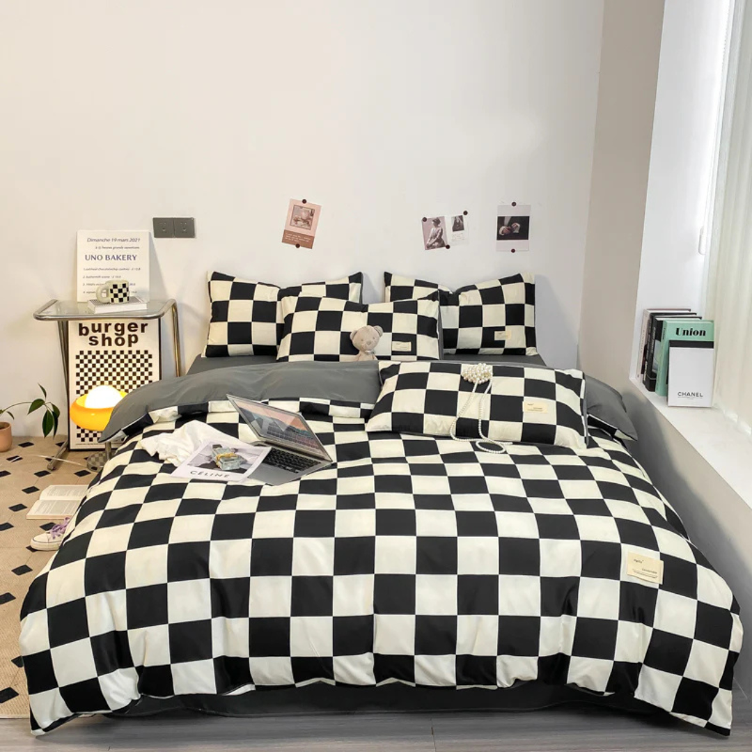 Luxury Check Pattern Duvet Cover | High-Quality Bedding 135x200