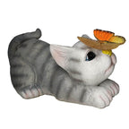 SolarPurr Garden Light | LED Cat Figure with Butterfly | Solar Powered | Weatherproof | Outdoor Decoration