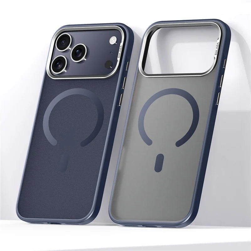 Shockproof matte case with metallic lens rim design