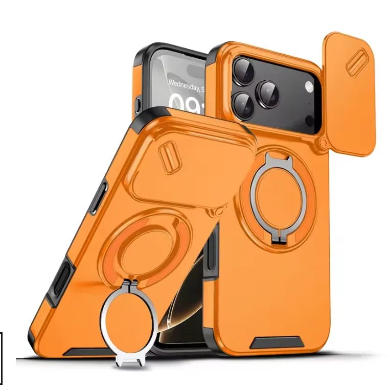 Durable shockproof case with magnetic ring holder for iPhone 17