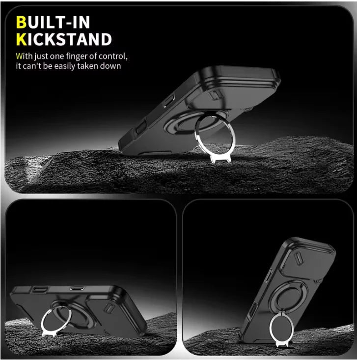 Robust magnetic armor case with stand for iPhone 17 series