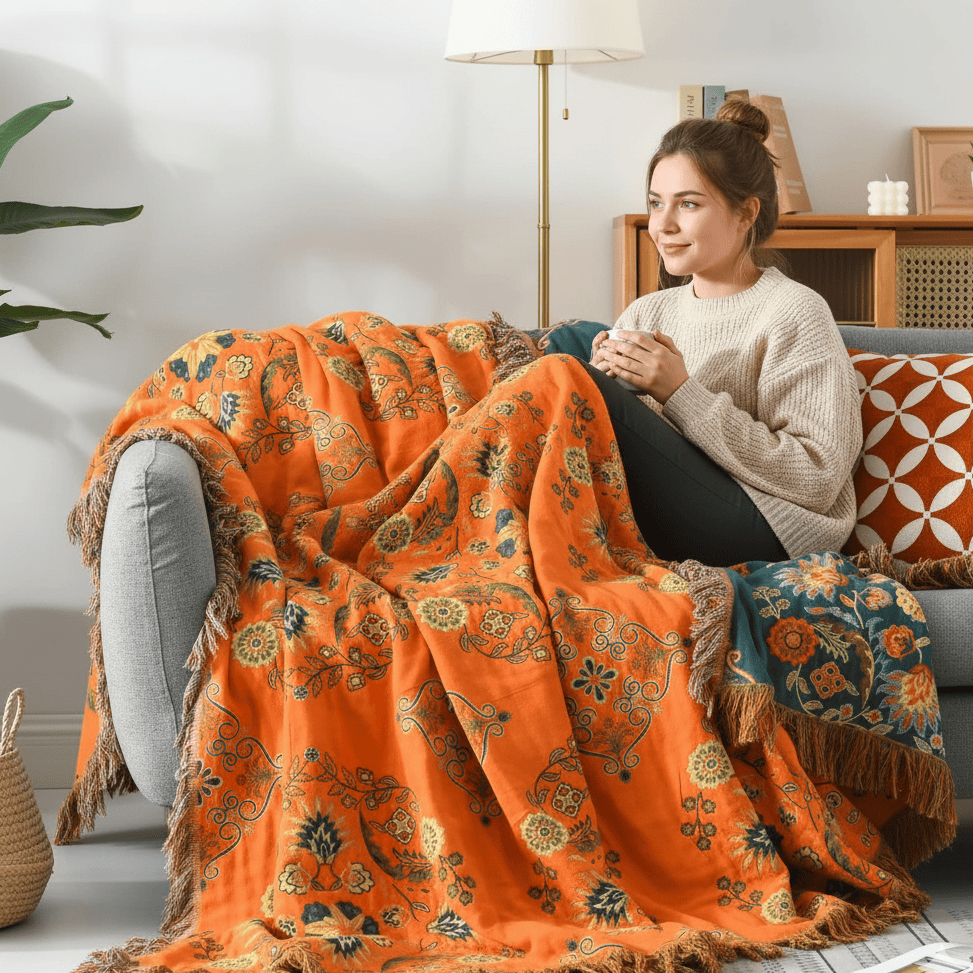 Reversible blanket in Marigold design for cozy warmth