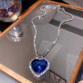 Seductive Blue Crystal Heart Necklace | Timeless Elegance and Style