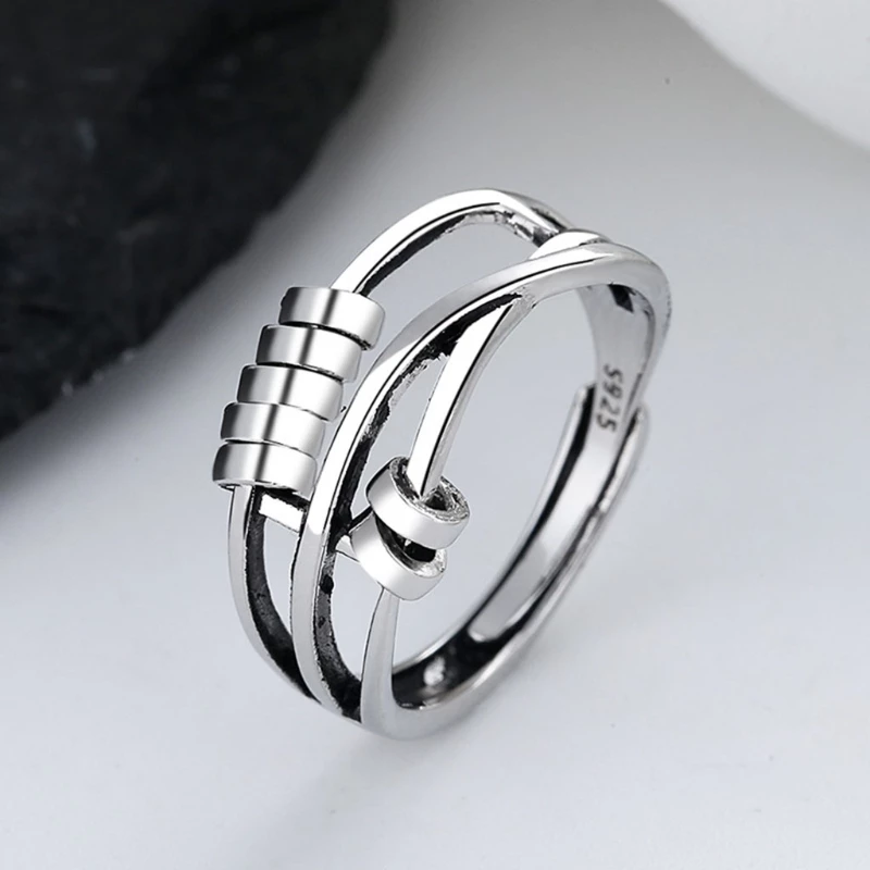 Stainless steel calming ring Delicate tranquility at any moment