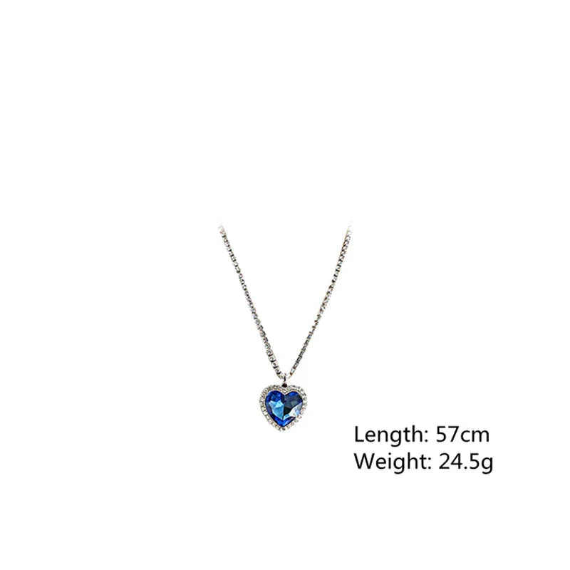 Seductive Blue Crystal Heart Necklace | Timeless Elegance and Style