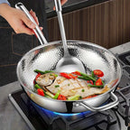 Premium titanium wok with round bottom for induction cookers and effortless stir-frying