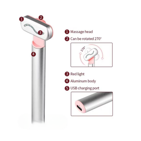 EMS Red Light Therapy Facial Wand with Microcurrent Skin Tightening and Eye Massage