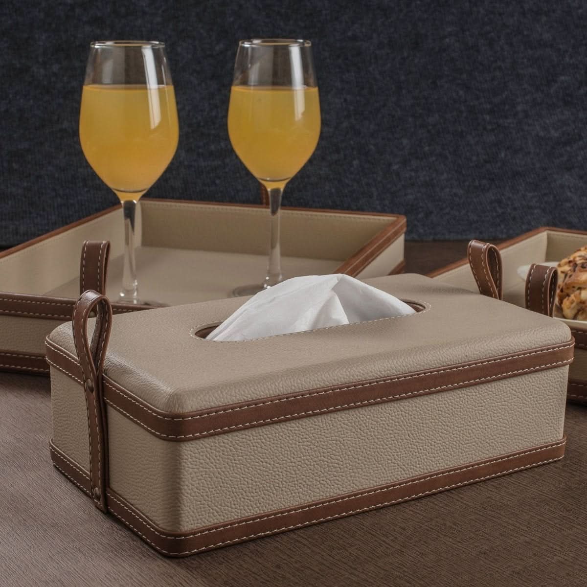 Maison Verel Leather Box | Handmade Tissue Holder | Luxurious Design Made of Faux Leather | For Home, Office & Car
