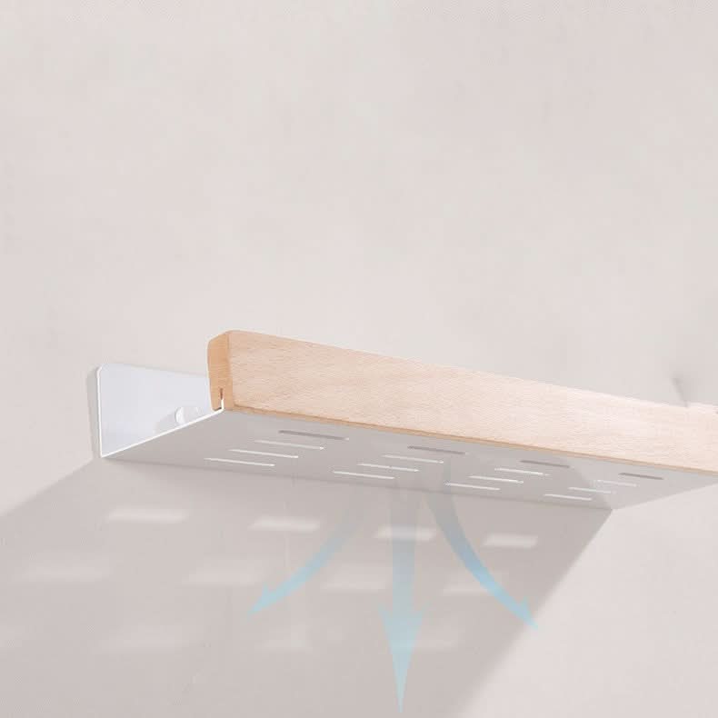 Woodify Towel Rack – No-Drill Wall-Mounted Shower Shelf with Wooden Accents