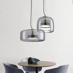 Glass and Metal Pendant Lamp with 12 × 9 Inch and 15 × 6.7 Inch Options