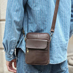 Men’s Small Genuine Leather Shoulder Bag – Compact Crossbody with Adjustable Strap