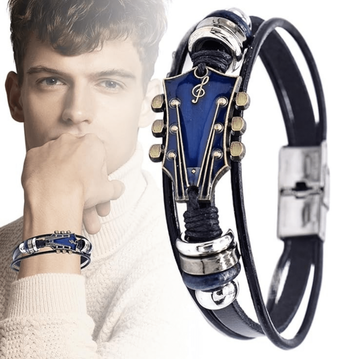Music-inspired leather bracelet