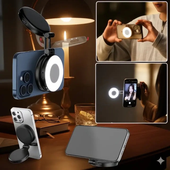 LumiClip Portable Selfie Ring Light with Clamp – Magnetic and Rechargeable