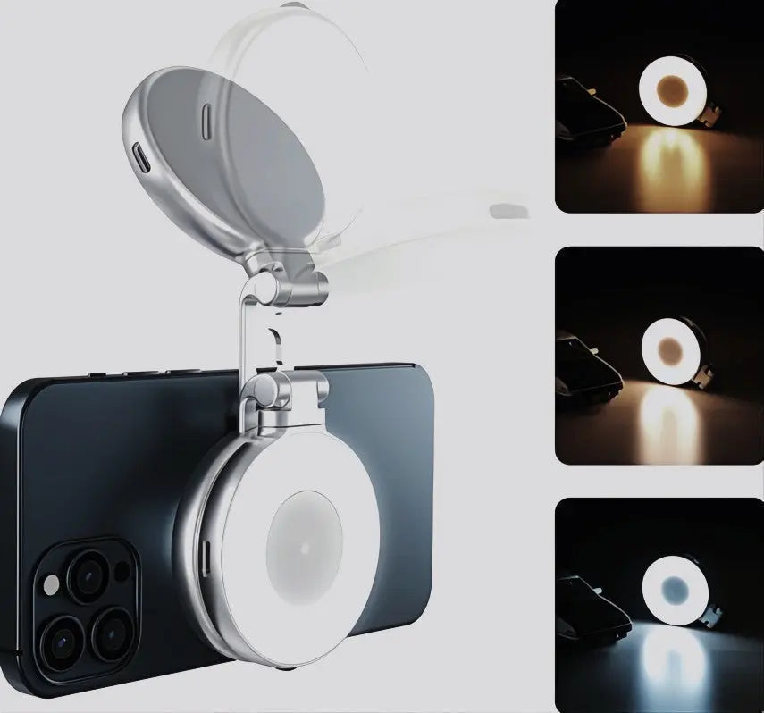 LumiClip Portable Selfie Ring Light with Clamp – Magnetic and Rechargeable