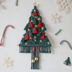 Macrame Red and Green Christmas Tree Wall Hanging