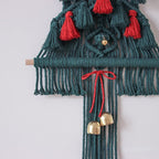 Macrame Red and Green Christmas Tree Wall Hanging