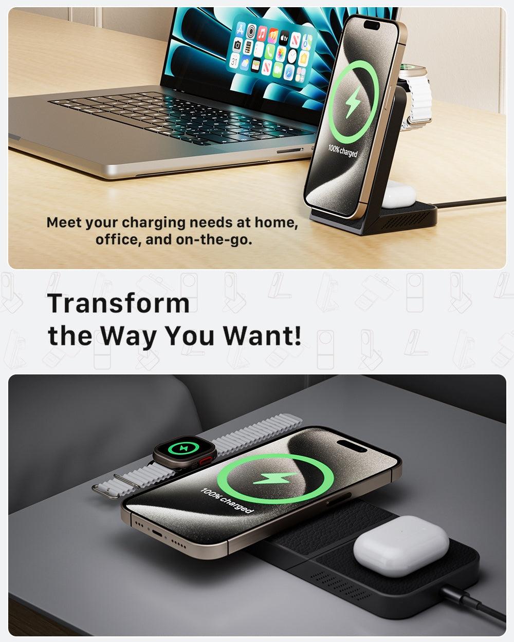 LuxCharge Elite Wireless Hub | 3-in-1 fast charging solution for seamless convenience