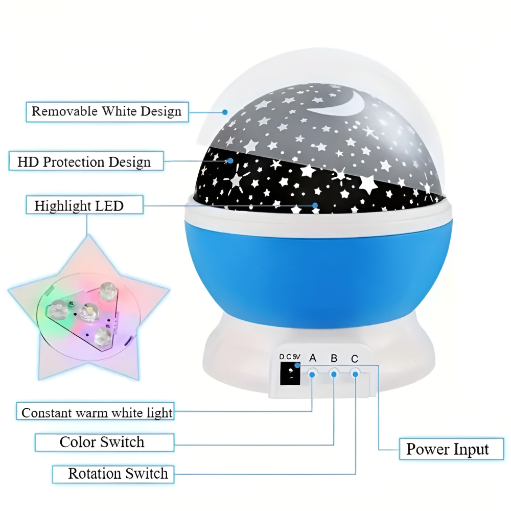 Star Projector Night Lamp with Rotatable Sky Design