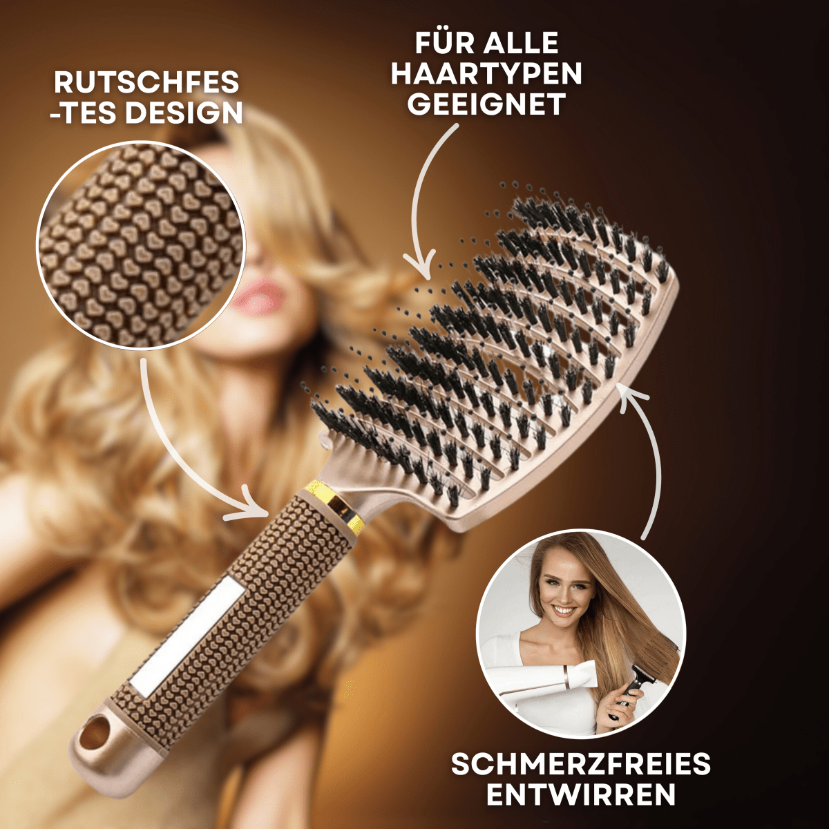 painless hairbrush for shine & healthy hair