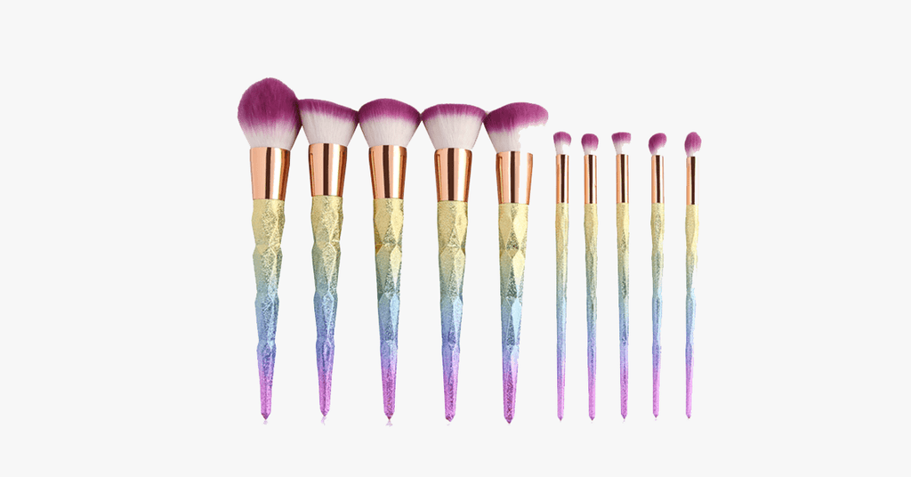 Rainbow Makeup 10-piece Brush Set - Add some rainbow sparkle to your makeup collection